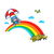 Cute Kawaii Kitty Cat Parachute On A Rainbow tiny thumbnail