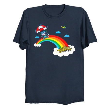 Cute Kawaii Kitty Cat Parachute On A Rainbow tiny thumbnail