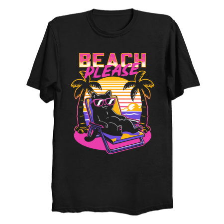 Vaporwave Summer Cat - Sunset Beach Pet tiny thumbnail