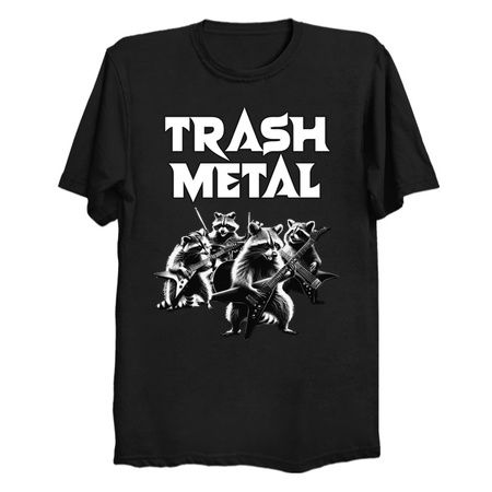 Trash Metal T-Shirt: Raccoons Playing Heavy Metal Instruments tiny thumbnail