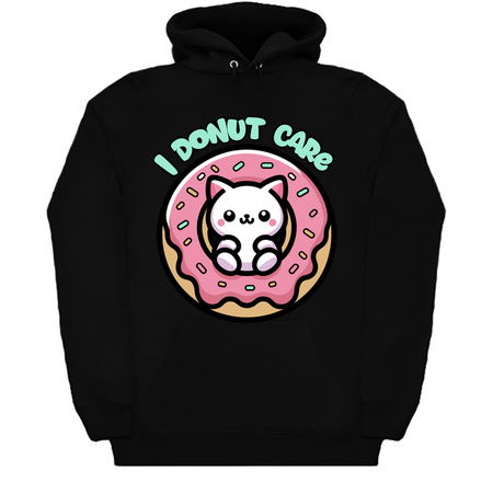 I Donut Care T-Shirt: Kawaii Cat in Donut - Whimsical Pun Tee tiny thumbnail