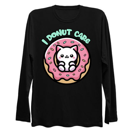 I Donut Care T-Shirt: Kawaii Cat in Donut - Whimsical Pun Tee tiny thumbnail