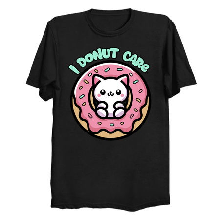 I Donut Care T-Shirt: Kawaii Cat in Donut - Whimsical Pun Tee tiny thumbnail