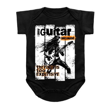 I Play Guitar Because Therapy Is Too Expensive T-Shirt: Guitarist Silhouette tiny thumbnail