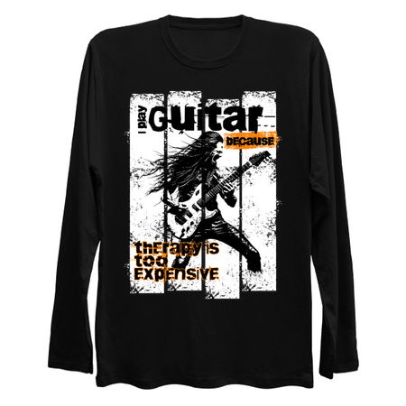 I Play Guitar Because Therapy Is Too Expensive T-Shirt: Guitarist Silhouette tiny thumbnail