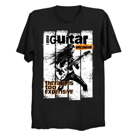 I Play Guitar Because Therapy Is Too Expensive T-Shirt: Guitarist Silhouette tiny thumbnail