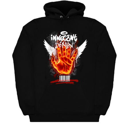 Innocent Demon T-Shirt: Fiery Hand Design tiny thumbnail