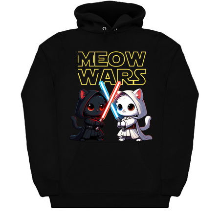 Meow Wars T-Shirt: Cute Cats with Light Sabers - Galactic Battle Tee tiny thumbnail