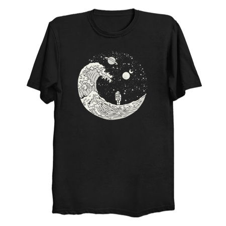 Gravity Astronaut Interstellar Kanagawa Wave Black and White by Tobe Fonseca tiny thumbnail