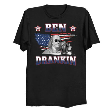 Ben Drankin T-Shirt: Benjamin Franklin with Beer - Patriotic Humor Tee tiny thumbnail