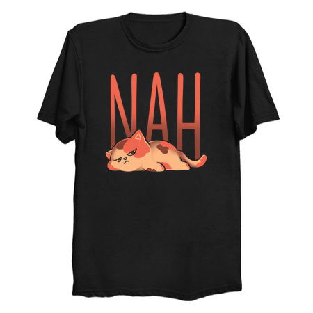 Nah Cat - Sarcasm Funny Cute Nope Tired Cat Gift tiny thumbnail