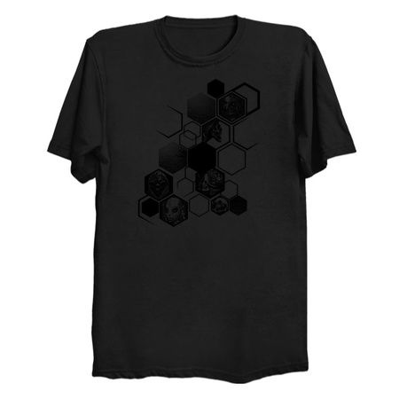 Psychedelic hexagon. Symbolism of skulls tiny thumbnail