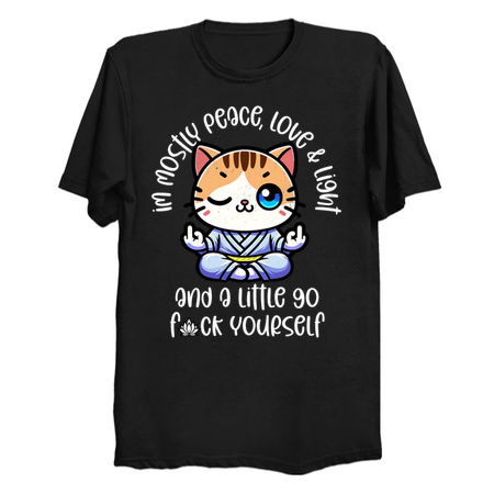 Peace, Love & Light - Kawaii Cat Meditation Tee tiny thumbnail