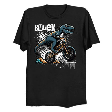BM-reX T-Shirt: T-Rex Riding BMX - Dinosaur Cyclist Humor Tee tiny thumbnail