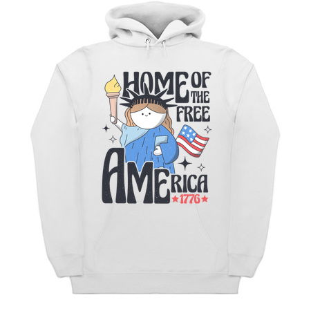 Home of the Free - America 1776 T-Shirt: Cartoon Statue of Liberty - Patriotic Tee tiny thumbnail