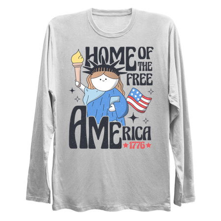 Home of the Free - America 1776 T-Shirt: Cartoon Statue of Liberty - Patriotic Tee tiny thumbnail