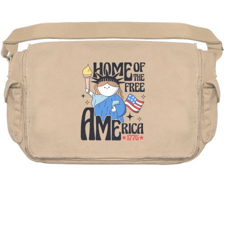 Home of the Free - America 1776 T-Shirt: Cartoon Statue of Liberty - Patriotic Tee tiny thumbnail