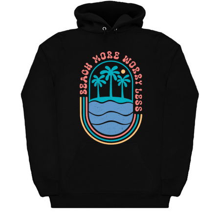 Beach More Worry Less T-Shirt: Boho Palm Tree Design - Relaxation Tee tiny thumbnail