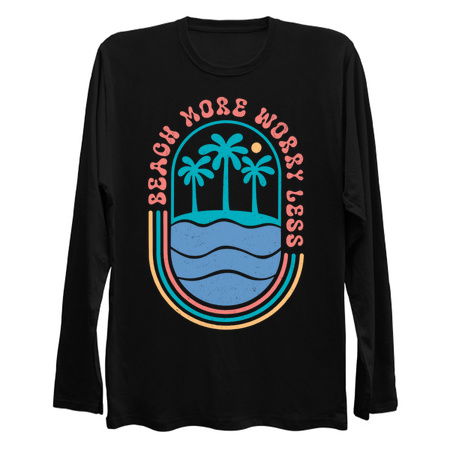 Beach More Worry Less T-Shirt: Boho Palm Tree Design - Relaxation Tee tiny thumbnail