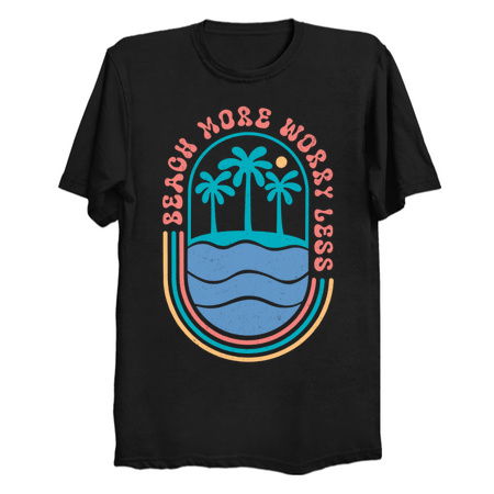 Beach More Worry Less T-Shirt: Boho Palm Tree Design - Relaxation Tee tiny thumbnail