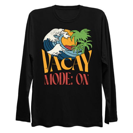 Vacay Mode: On T-Shirt: Waves, Palm Trees, and Sunset - Ultimate Vacation Te tiny thumbnail
