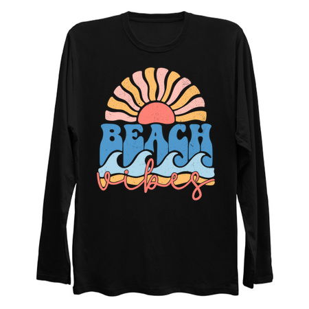 Beach Vibes T-Shirt: Boho Sun and Waves Design - Summer Beach Tee tiny thumbnail