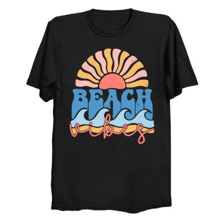 Beach Vibes T-Shirt: Boho Sun and Waves Design - Summer Beach Tee tiny thumbnail