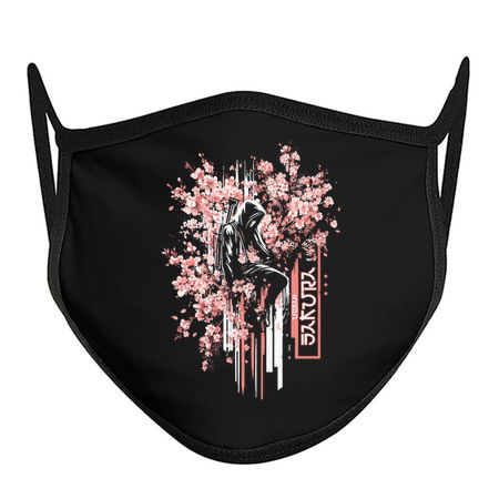 Urban Samurai Among Sakura T-Shirt: Modern Warrior - Cherry Blossom Tee tiny thumbnail