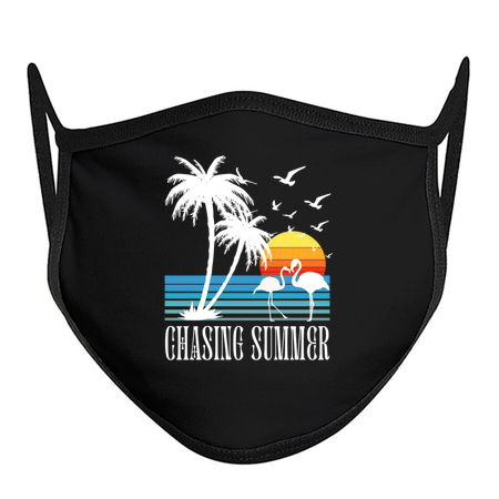 Chasing Summer T-Shirt: Flamingo and Palm Tree Silhouette - Retro Sunset Tee tiny thumbnail