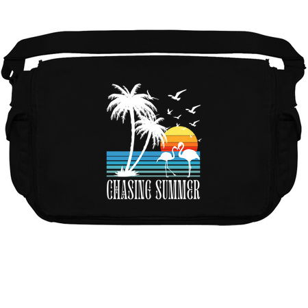 Chasing Summer T-Shirt: Flamingo and Palm Tree Silhouette - Retro Sunset Tee tiny thumbnail