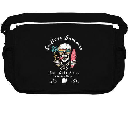 Endless Summer T-Shirt: Skull with Surfboard & Sunglass-Wearing Palm Tree - Surfwear Tee tiny thumbnail