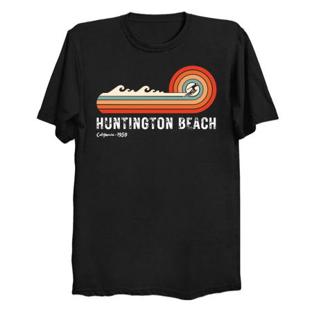 Huntington Beach - California 1959 T-Shirt: Retro Surfer Sunset - Vintage Beach Te tiny thumbnail