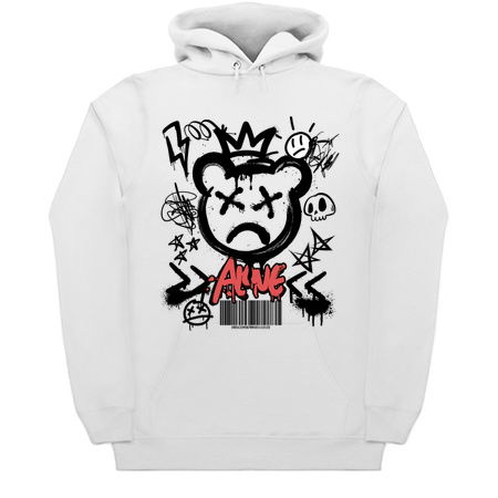 Alone Crowned Teddy Bear T-Shirt: Graffiti Style with Y2K Elements - Urban Art Tee tiny thumbnail