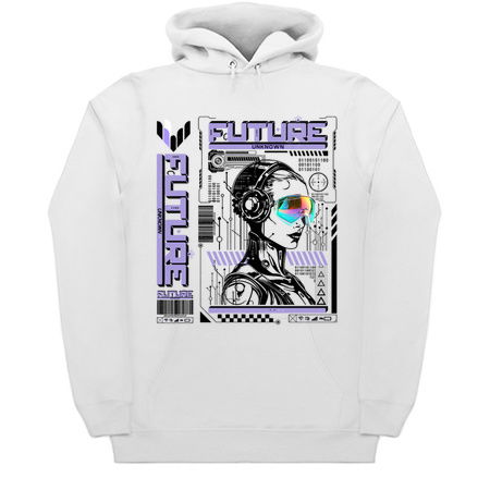 Future Unknown T-Shirt: Cyborg Humanoid Girl with Sunglasses - Futuristic Streetwear Tee tiny thumbnail