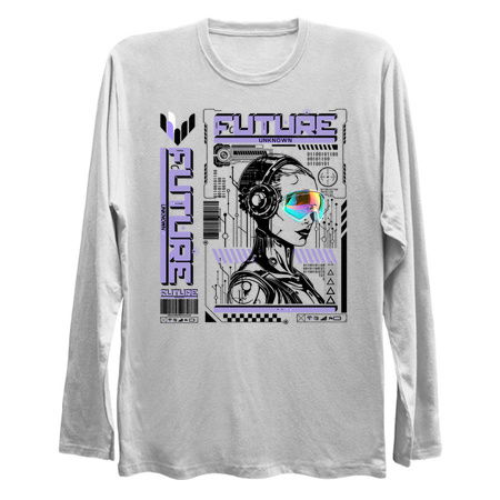 Future Unknown T-Shirt: Cyborg Humanoid Girl with Sunglasses - Futuristic Streetwear Tee tiny thumbnail
