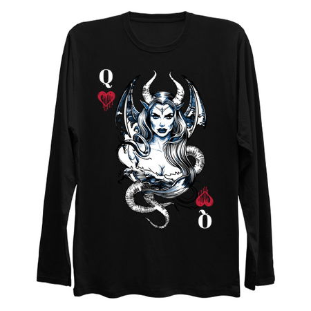 Lilith Queen of Hearts T-Shirt: Demonic Seductress - Mystical Playing Card Tee tiny thumbnail