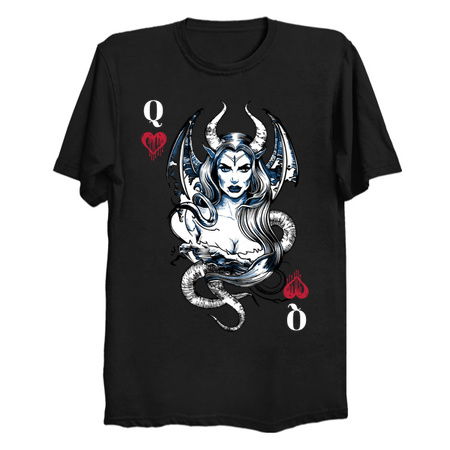 Lilith Queen of Hearts T-Shirt: Demonic Seductress - Mystical Playing Card Tee tiny thumbnail