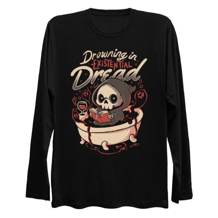 Drowning In Existential Dread - Dark Evil Cute Sarcasm Death Grim Reaper Books Gift tiny thumbnail