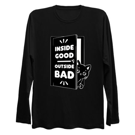 Outside is Bad - Cute Black Cat Irony tiny thumbnail