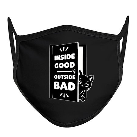 Outside is Bad - Cute Black Cat Irony tiny thumbnail