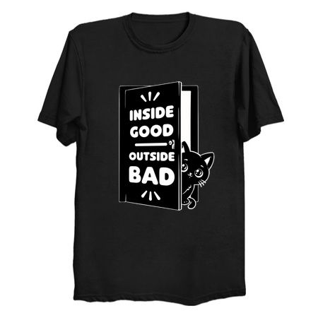 Outside is Bad - Cute Black Cat Irony tiny thumbnail