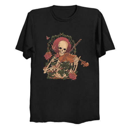 Death Song - Dark Skeleton Skull Music Violin Flowers Gift tiny thumbnail