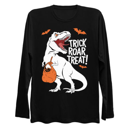Trick Roar Treat Design: Halloween Dinosaur with Candy - Fun Spooky Art tiny thumbnail