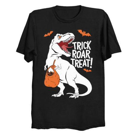 Trick Roar Treat Design: Halloween Dinosaur with Candy - Fun Spooky Art tiny thumbnail