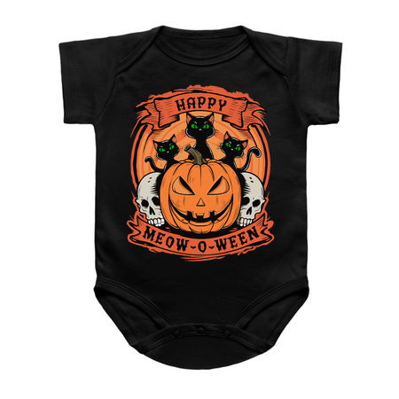 Happy Meow-O-Ween Design: Black Cats and Jack-o'-Lantern - Fun Halloween Art tiny thumbnail