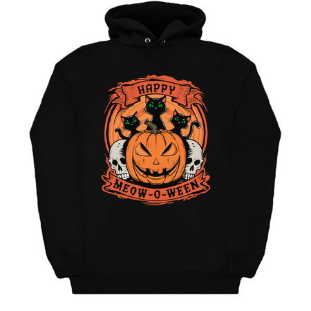 Happy Meow-O-Ween Design: Black Cats and Jack-o'-Lantern - Fun Halloween Art tiny thumbnail