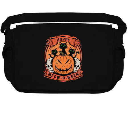 Happy Meow-O-Ween Design: Black Cats and Jack-o'-Lantern - Fun Halloween Art tiny thumbnail