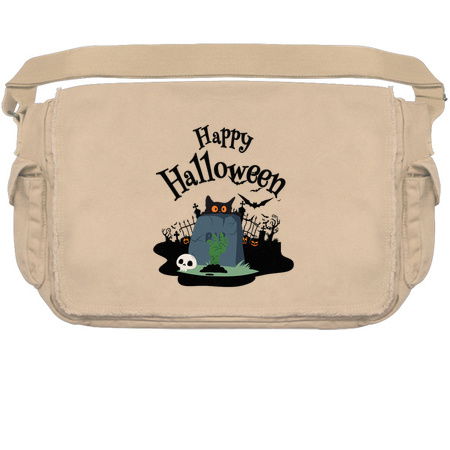 Happy Halloween Design: Black Cat in Graveyard - Spooky Fun Art tiny thumbnail