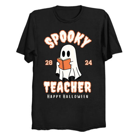 Spooky Teacher Design: Ghost Reading Book - Fun Halloween Art for Educators tiny thumbnail