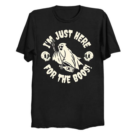 I'm Just Here for the Boos! Design: Fun Ghost with Bottle - Halloween Party Art tiny thumbnail